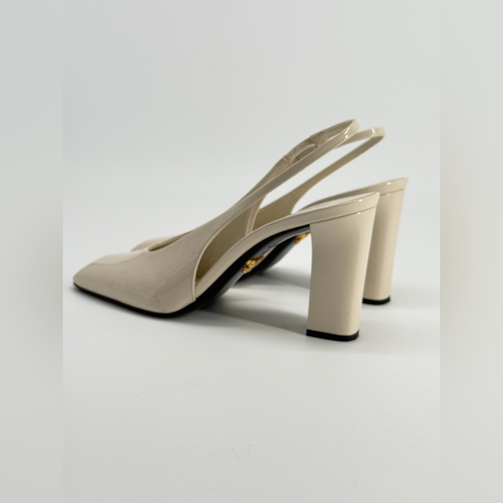 PRADA Ivory Patent Leather Slingback Pumps Size 39.5 - Picture 7 of 10